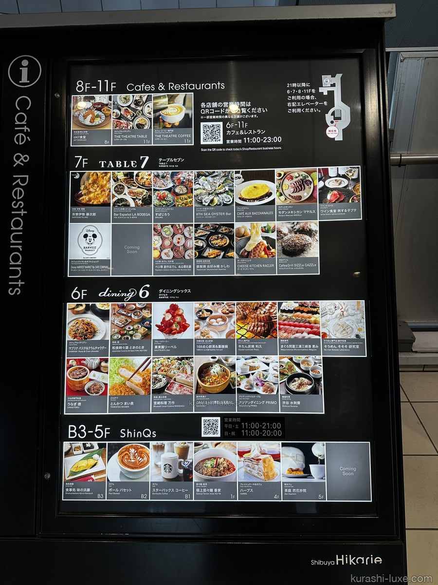 渋谷ヒカリエ案内図